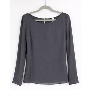 NWT Maggie Ward Peplum Top Womens L Grey Long Sleeve Viscose Minimalist